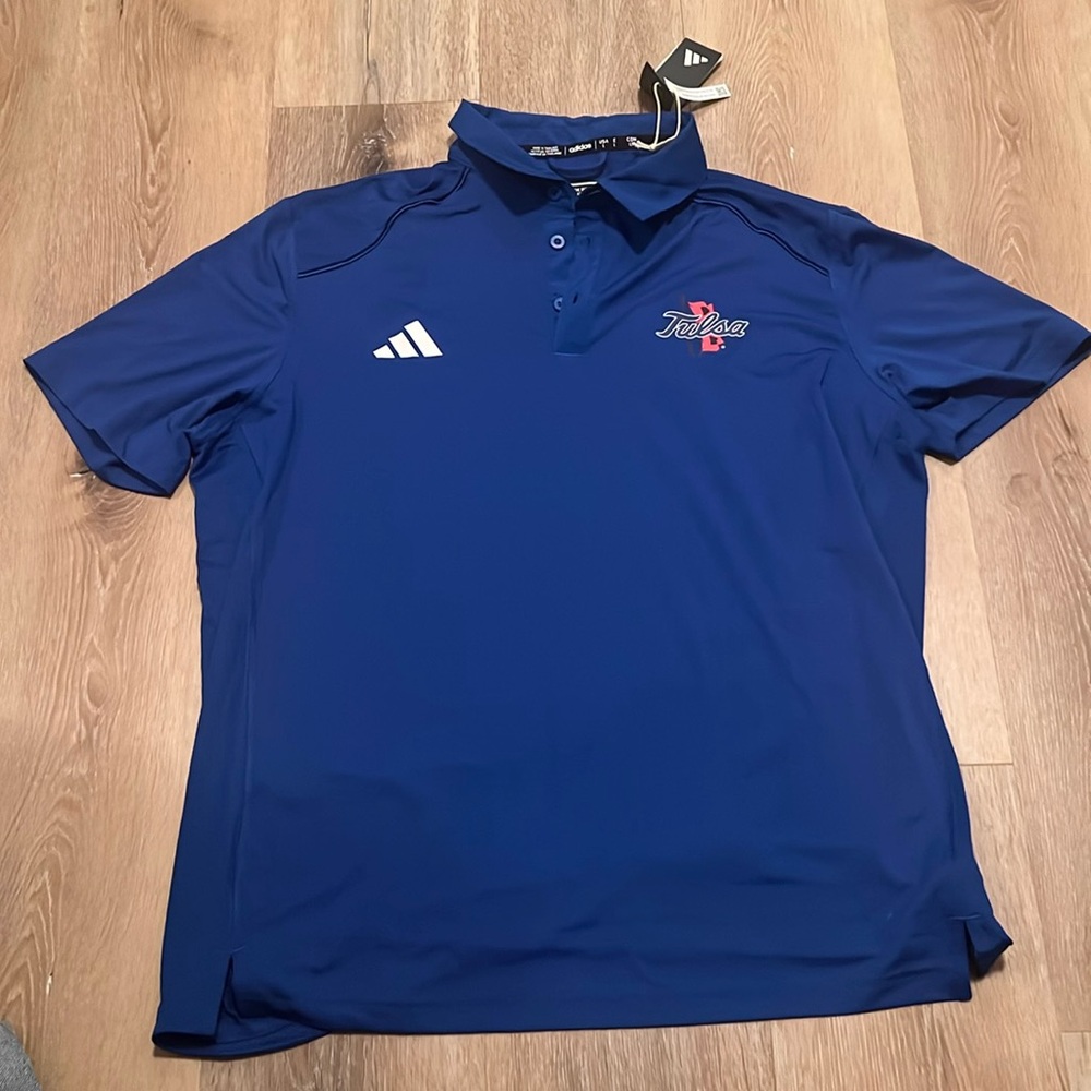 🔥NWT University of Tulsa Golden Hurricanes Adidas Climalite Polo Large